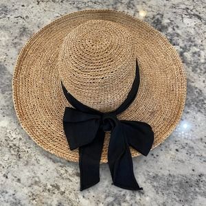 Scala Tan Straw Hat with Black Ribbon